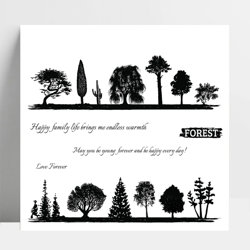 

AZSG Forest / trees / Wishes Clear Stamps For DIY Scrapbooking/Card Making/Album Decorative Silicone Stamp Crafts