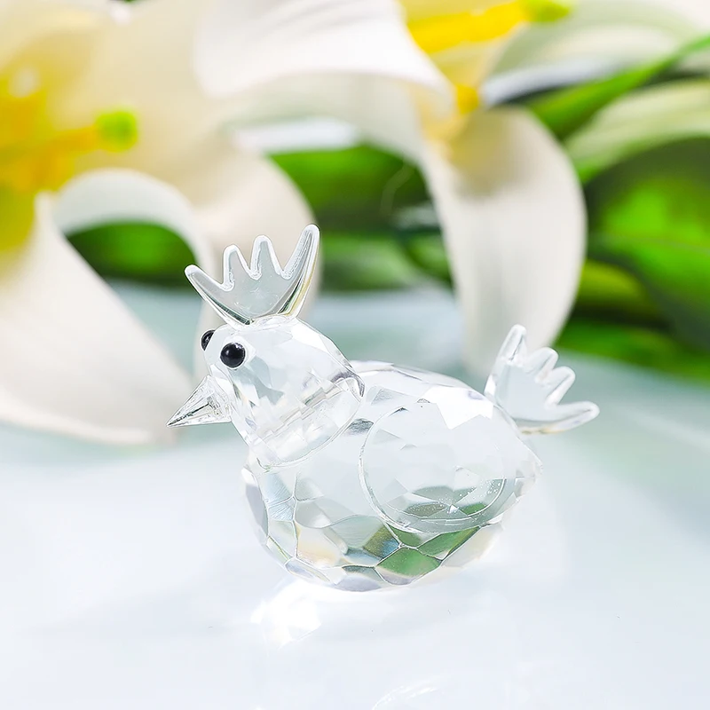 

H&D Clear Crystal Rooster Mini Crystal Glass Animal Collectible Figurine Paperweight Home Decoration Creative Gift