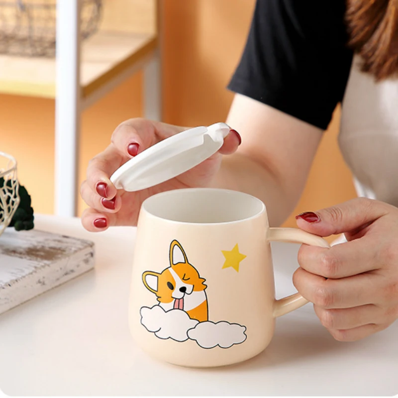 Кружка Керамическая с крышкой и ложкой 400 мл|Кружки| |