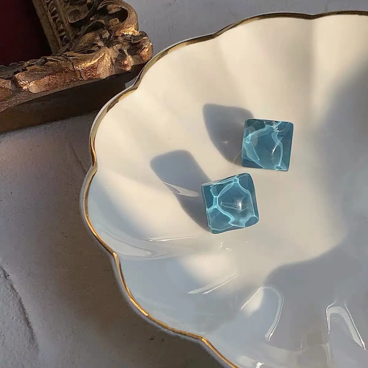 

2021 INS sea glass summer wave earrings accessories women fashion color Stud earring