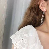 goth long earring silver color butterfly drop earrings for women 2021 trend metal tassel ear cuffs vintage korean maiden jewelry