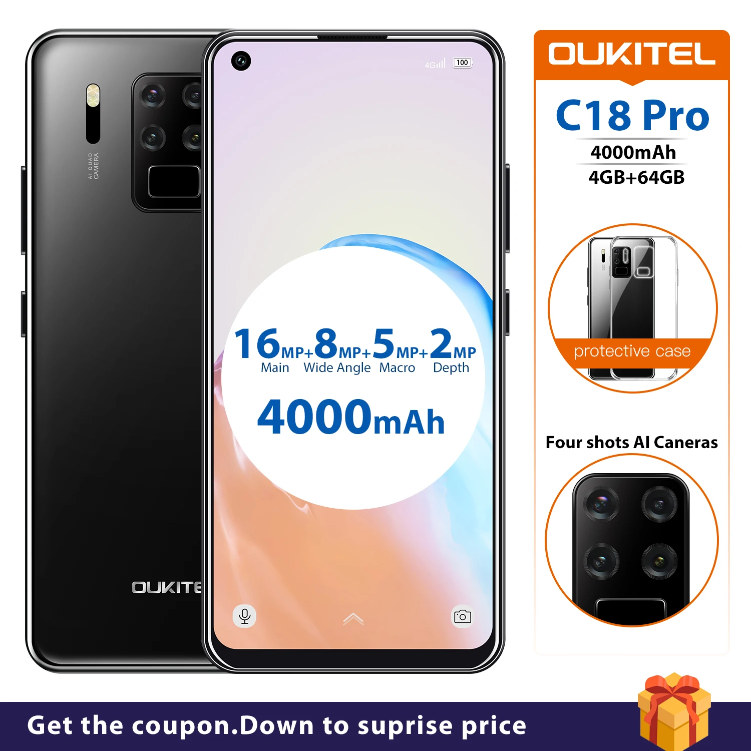 OUKITEL C18 Pro смартфон с 5 5-дюймовым дисплеем восьмиядерным процессором ОЗУ 4 Гб ПЗУ 64