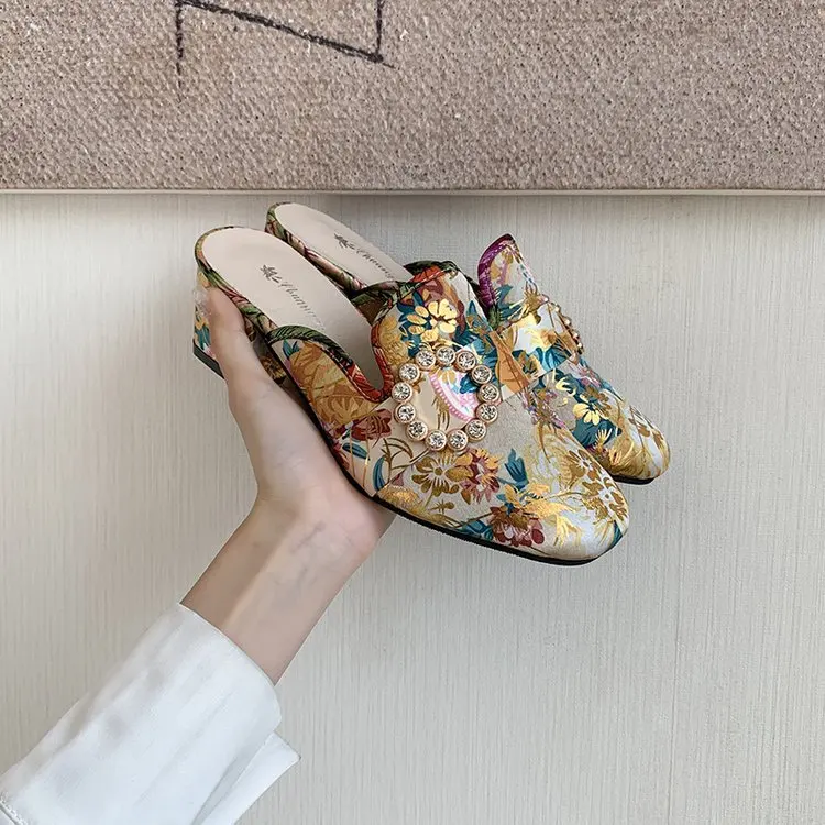 Женские туфли лодочки на среднем каблуке с квадратным носком|Тапочки| |