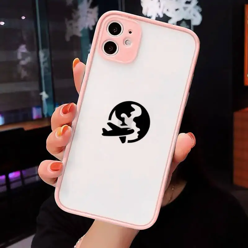 

World Map Travel-1 Phone Case For iPhone 12 11 Mini Pro XR XS Max 7 8 Plus X Matte transparent Pink Back Cover