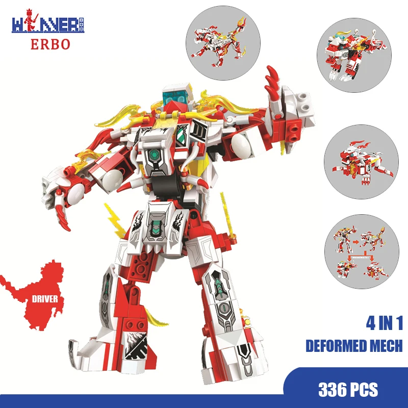 Строительные блоки ERBO 336 шт. технология 4 в 1 армированная военная машина танос