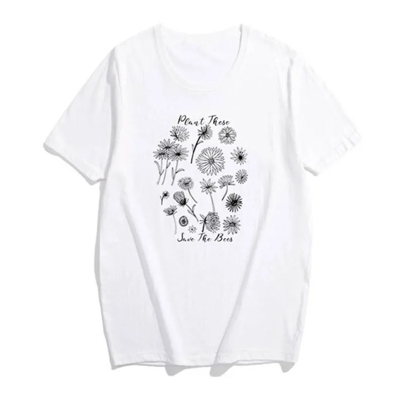 Женские Новые футболки Harajuku с цветочным принтом женские Sunshine Plant Футболки