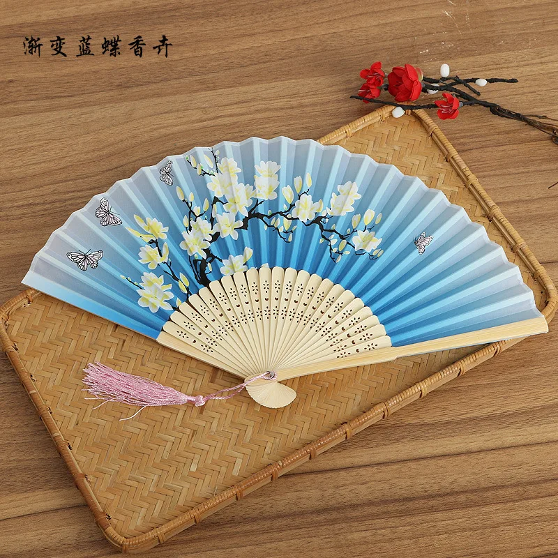 

2021 new bamboo antique folding fan Chinese style silk fan summer female dance fan portable fan hand fan durable household
