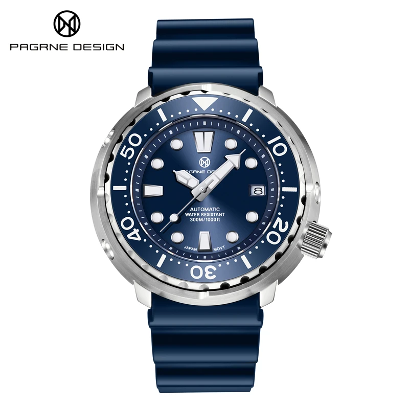 

PAGRNE DESIGN Men's Watch Diver 300M Waterproof Mechanical Watches Ceramic Ring Sapphire Automatic Wrist Watch Relogio Masculino
