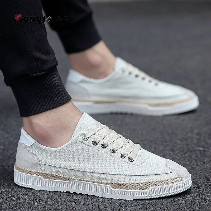 2022 New Summer Flat Bottom Men Shoes High Quality Comfortable Breathable Linen Sneakers Man Fashion Retro Straw Espadrilles