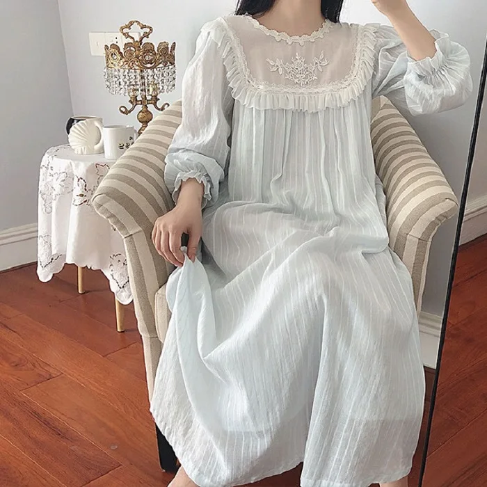 

Women's Lolita Dress Princess Sleepshirts Vintage Palace Style Lace Embroidered Nightgowns.Victorian Nightdress Lounge Sleepwear