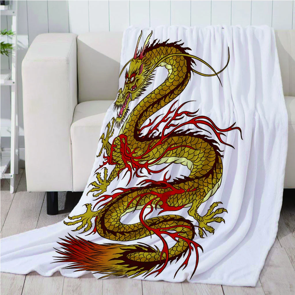 Одеяло для кровати с изображением тигра рора волка оленя дракона флисовое