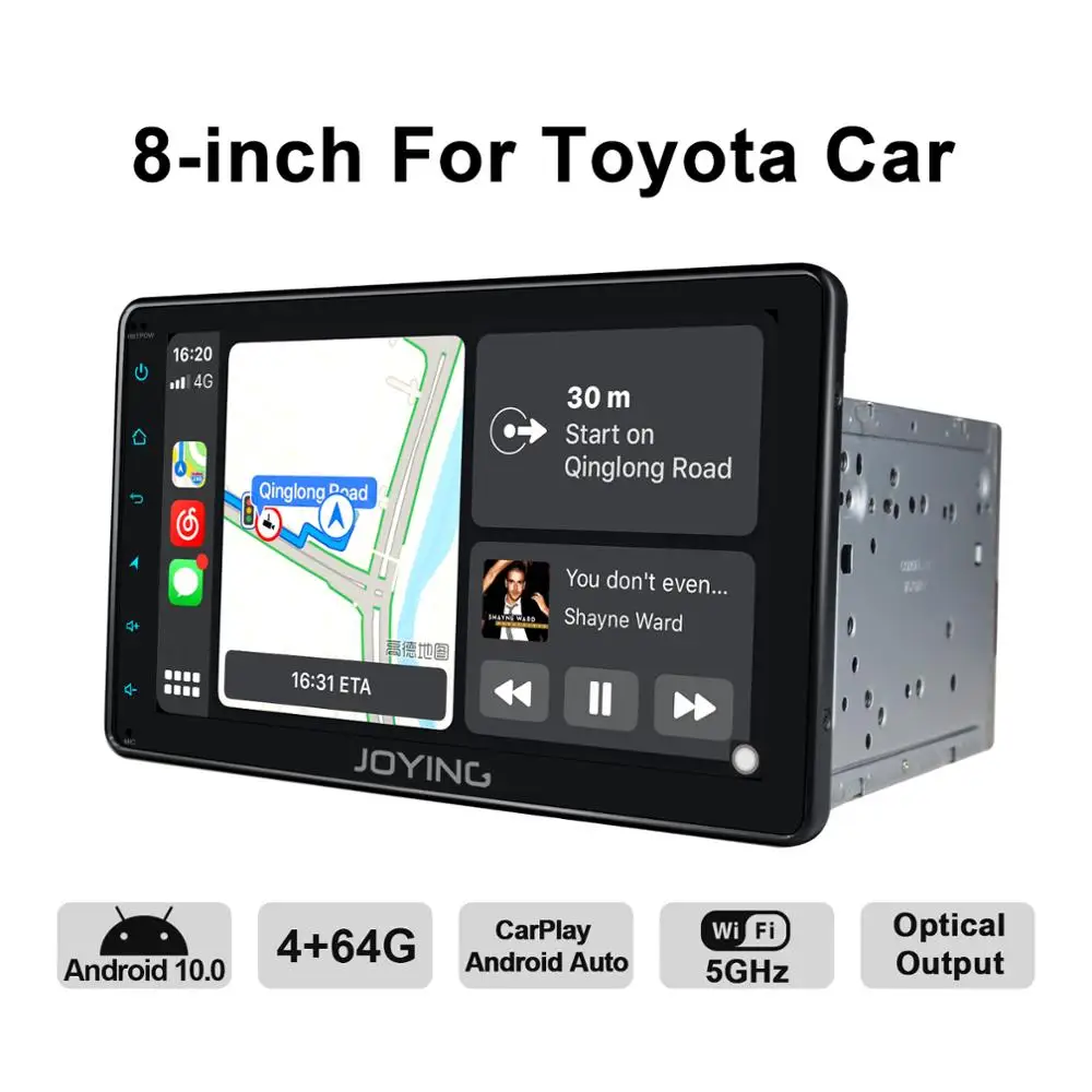 Магнитола JOYING на Android 10 0 с GPS Навигатором 4 Гб ОЗУ 64 ПЗУ 8 дюймов поддержка 4G для Toyota