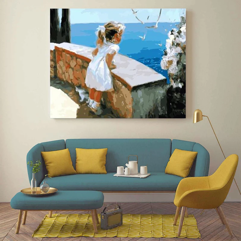 Краска по номерам художественная живопись Милая маленькая девочка реалистичный