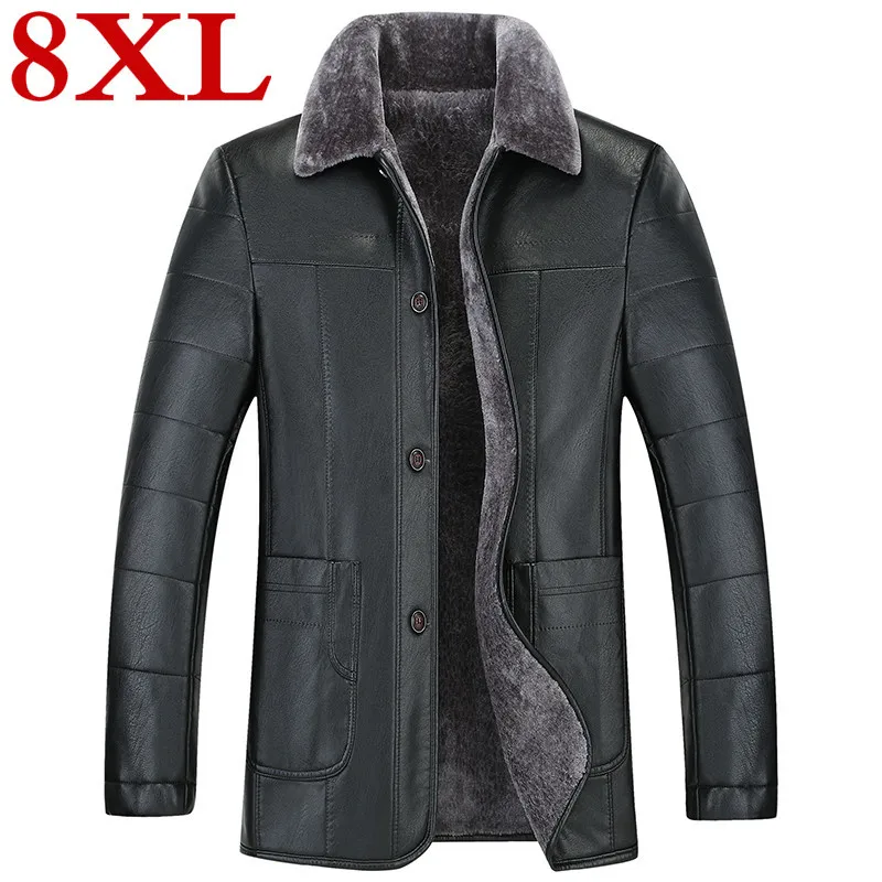 Размера плюс 8XL 7XL 6XL 5XL новая зимняя мотоциклетная мужская кожаная куртка Мужская