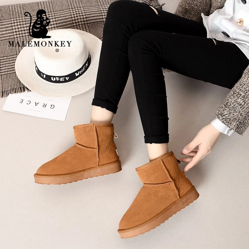 Высококачественные замшевые зимние ботинки Женская износостойкая теплая обувь