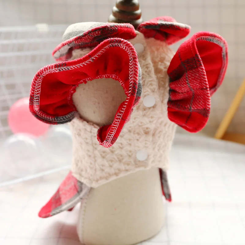 Зимние клетчатые хлопковые платья для животных маленьких собак кошек сладких