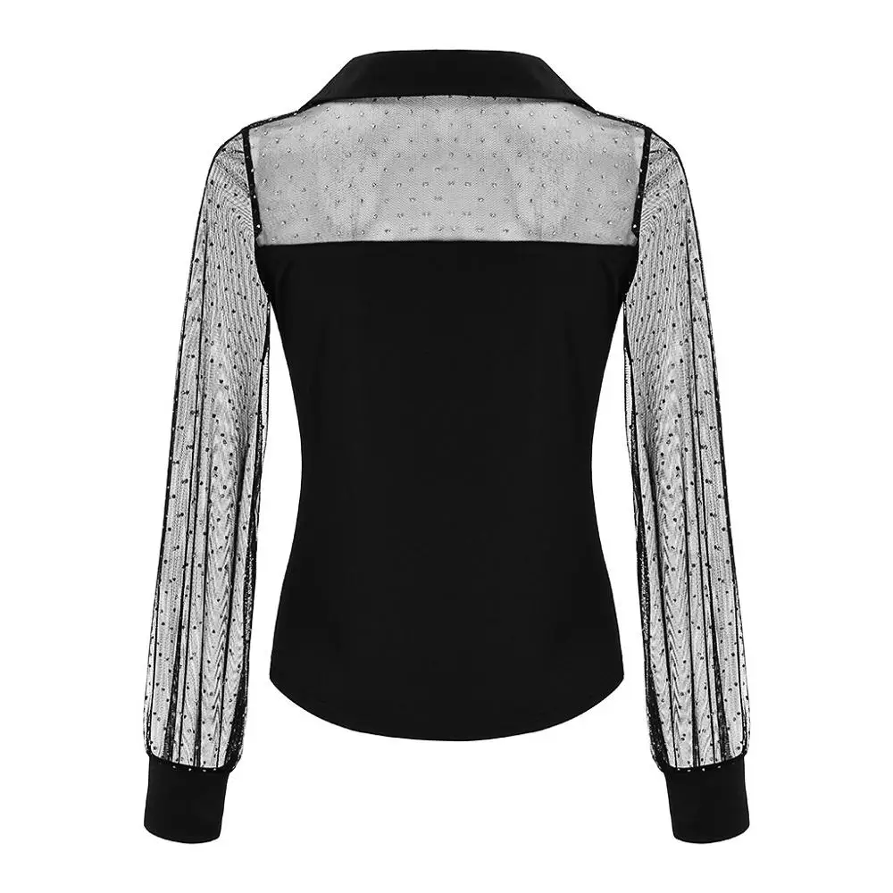 Женские сетчатые Прозрачные топы Прозрачный Топ с длинным рукавом рубашка
