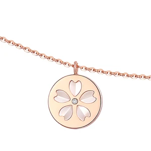 18K Rose Gold Pierscionki Pendant Real Treasure Pendant Necklace Jewelry Tiktok Red Rose Golden Rose Necklace Cherry Necklace