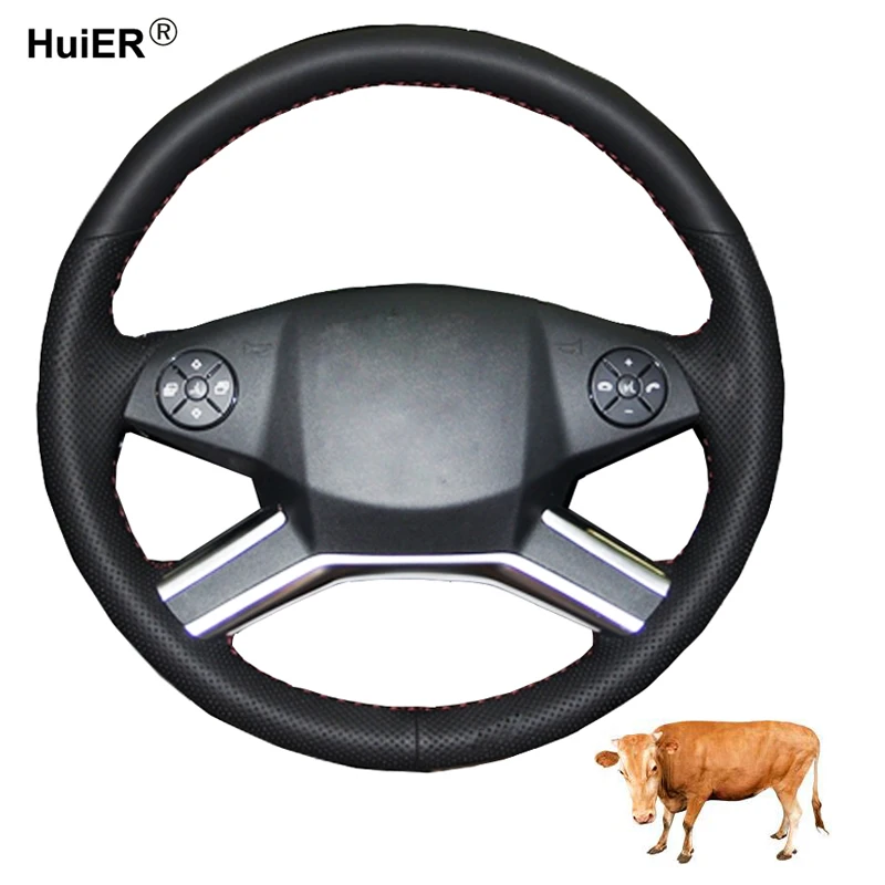 Hand Sewing Car Steering Wheel Cover Top Cow Leather For Mercedes Benz M-Class 2009 2010 2011 R-Class 2010-2017 GL-Class | Автомобили и