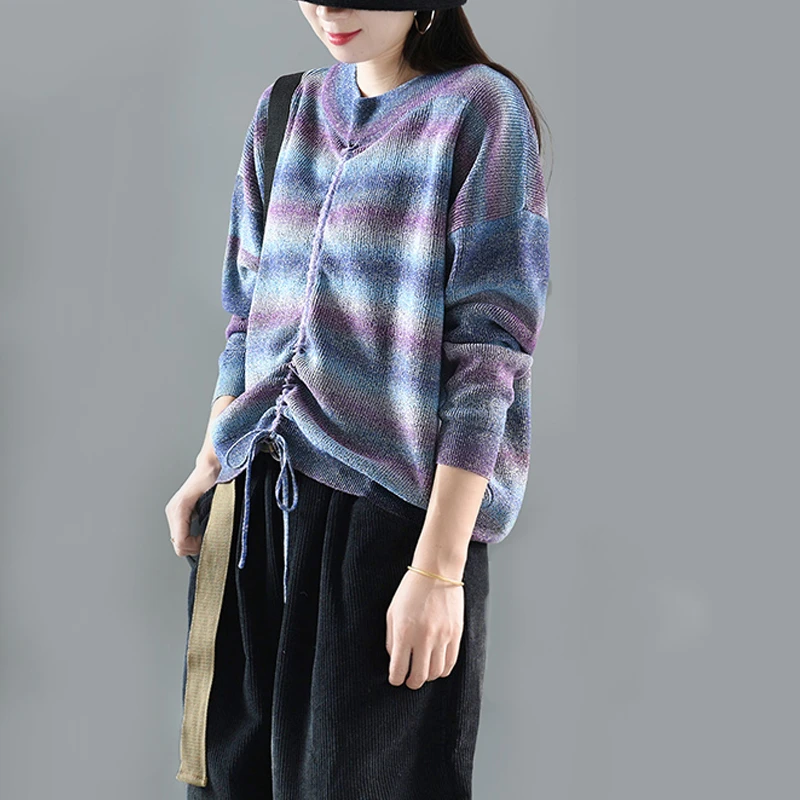 Max LuLu 2019 Модные женские пуловеры в Корейском стиле панк зимний теплый полосатый