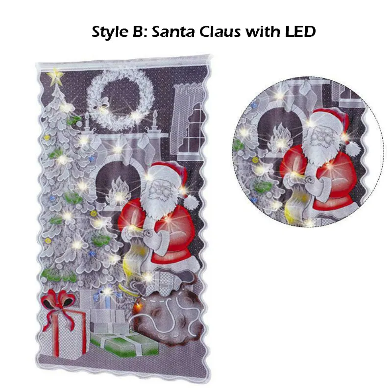 Рождественские кружевные занавески Санта Клаус полузатемненные светодиодный