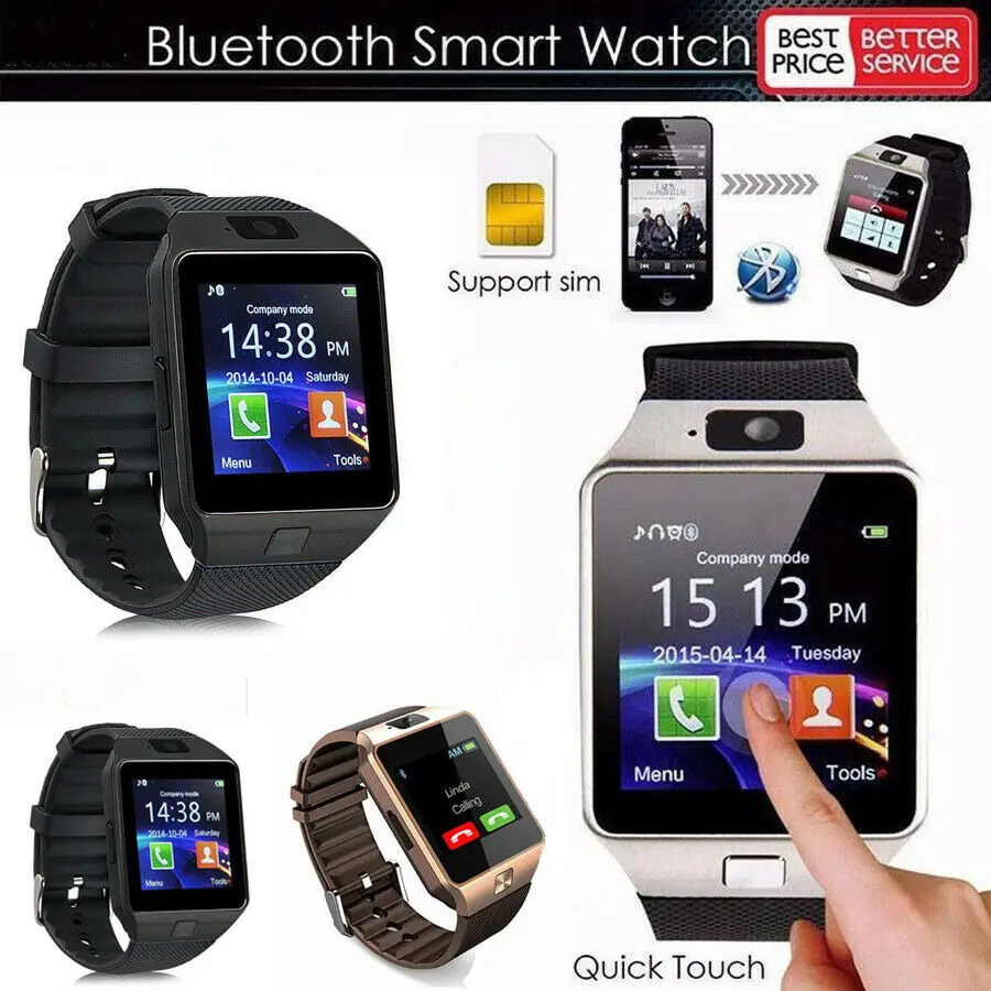 Последние DZ09 Модные мужские Смарт-часы с камерой водонепроницаемые Smartwatch