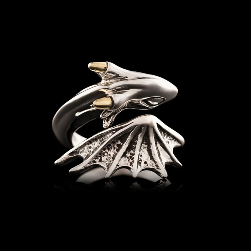 X7YA индивидуальное Открытое кольцо с летающим драконом регулируемое для мужчин