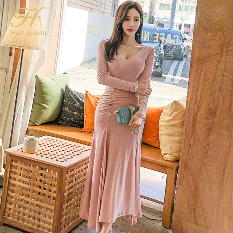 Винтажное элегантное платье H Han Queen для работы вечерние женские осенние длинные