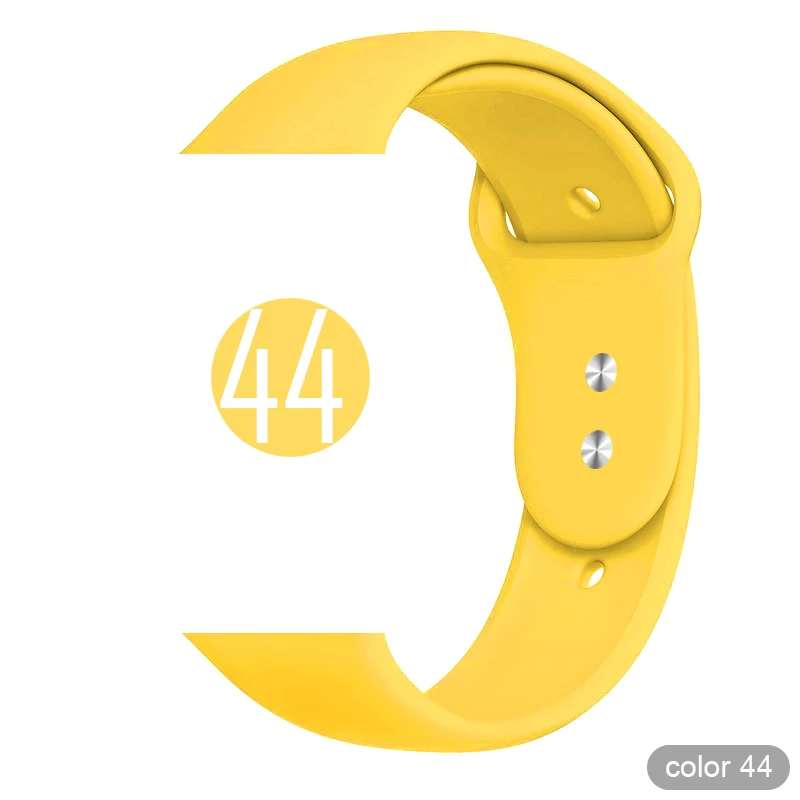44 Цветной мягкий силиконовый спортивный ремешок для Apple Watch Series 5 4 3 2 1 38 мм 42 мм резиновый ремешок для часов iWatch 5 4 40 мм 44 мм - Цвет ремешка: 44