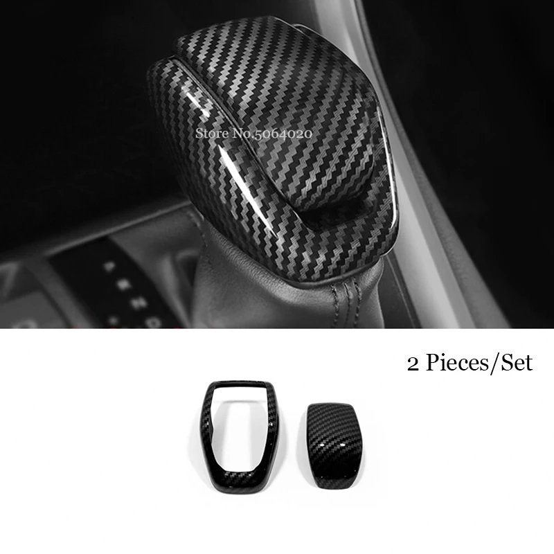

For Toyota Highlander 2020 2021 2022 ABS Carbon fiber Car gear shift lever knob handle Cover Trim Interior Accessories 2PCS