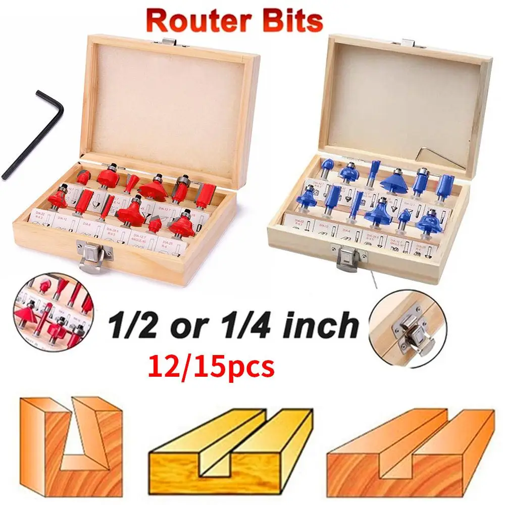 

15 Pcs/Set Wood Plug Cutter Woodworking Woodworking Rotary Tool Shank Router Bit Portable Practical Woodworking Cutter Durable