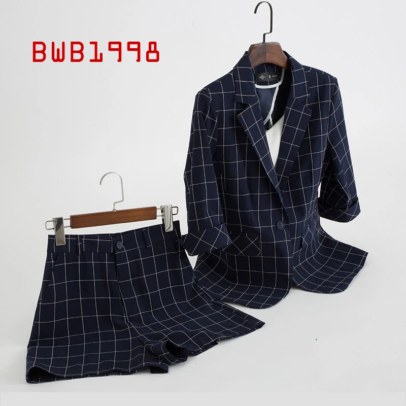 Блейзер больших размеров клетчатая куртка Женская мода Женский блейзер + брюки