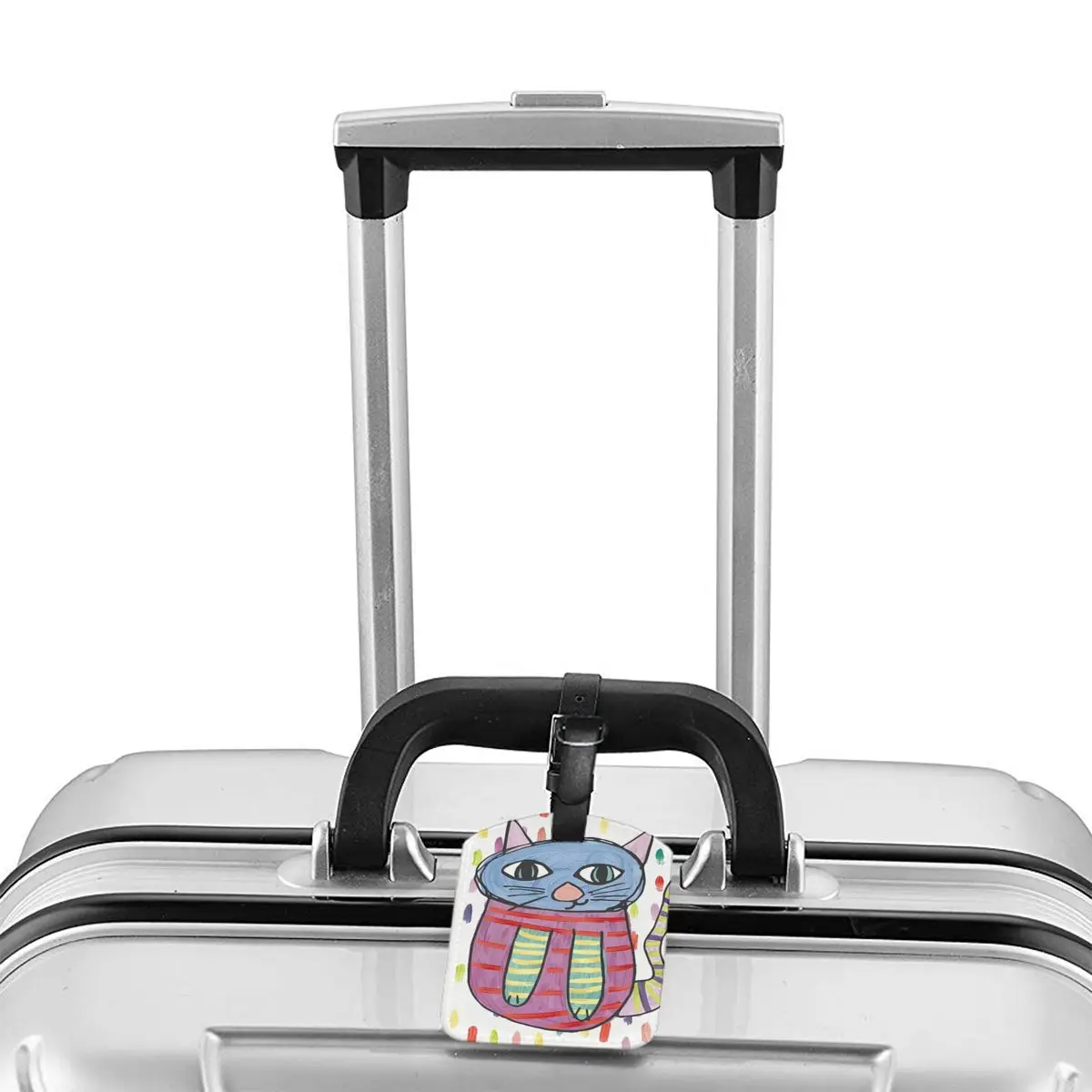 

WHEREISART Luggage Tags Leather Tags Unisex Cats Painting Graffiti Travel Accessories ID Address Holder Baggage Boarding Tag