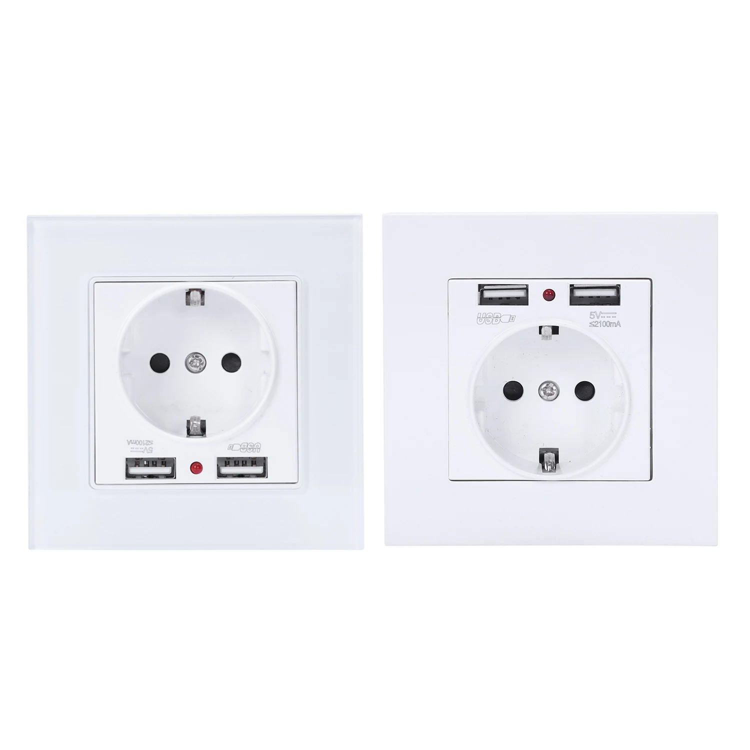 

Panel Wall Power Socket Grounded 16A Eu Standard Electrical Outlet With 2100Ma Dual Usb Charger Port For Mobile