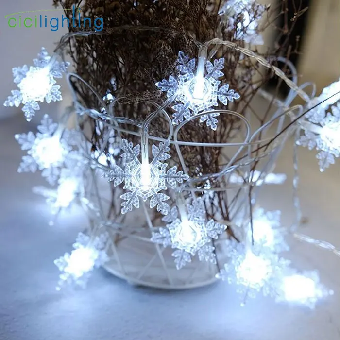 cool white Дизайн снежинка Фея гирлянда светодиодный свет шнура для новогодняя елка, для дома украшение в помещении батарея мощность лампа холодного света - Испускаемый цвет: cool white