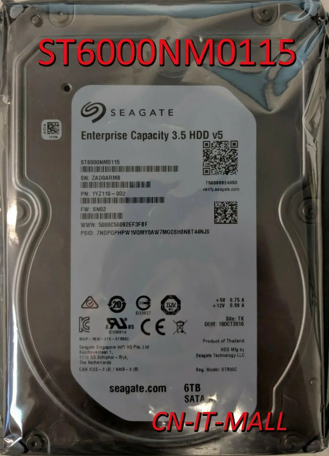 

Seagate ST6000NM0115 ST6000NM021A 6TB 7200 RPM 512e SATA 6Gb/s 256MB Cache 3.5" Internal Enterprise Hard Drive