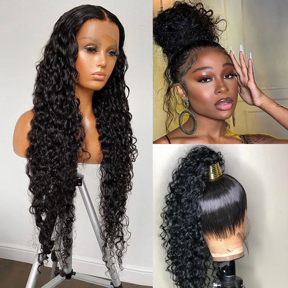 

360 HD Lace Frontal Wig 30 Inch Water Wave 13x4 Lace Front Human Hair Wig Deep Curly Glueless Frontal Remy Brazilian 4x4 Closure