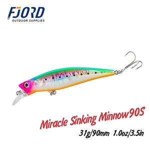FJORD высокое качество тонущий гольян 90 мм 31 г Лазерная жесткая профессиональная плавающая приманка для морской воды искусственная приманка оборудованная рыба Рыболовная Приманка