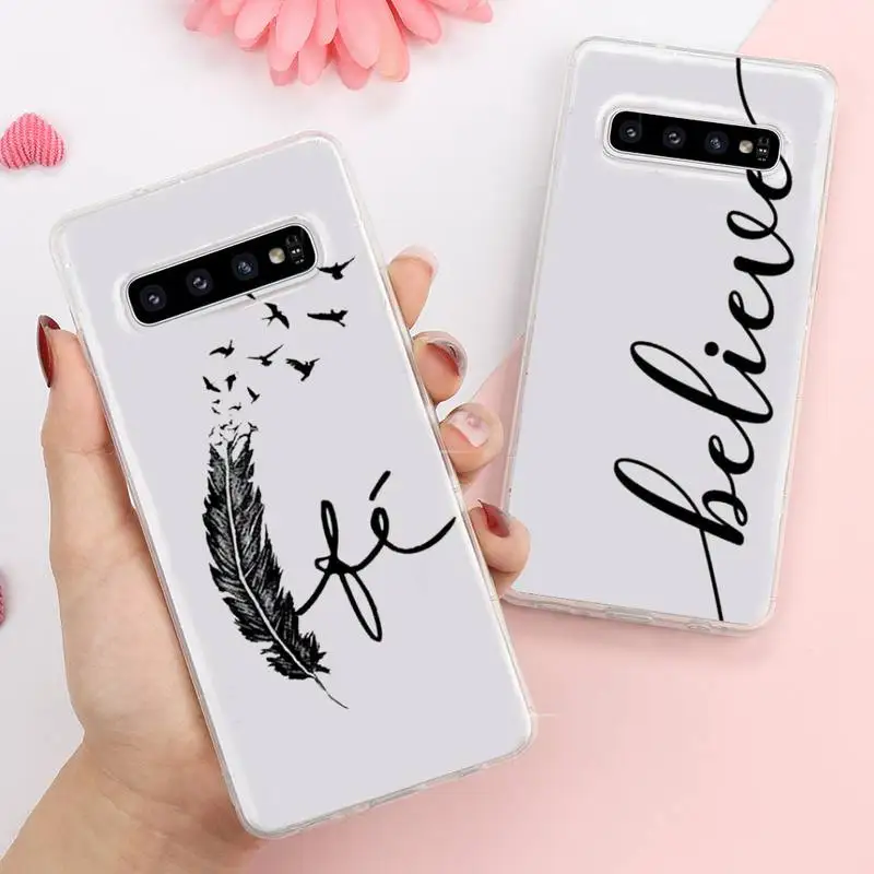 

Portuguese Words rose Phone Case Transparent For Samsung Galaxy A S Note 9 11 10 51 50 71 70 80 20 21 30s ultra plus