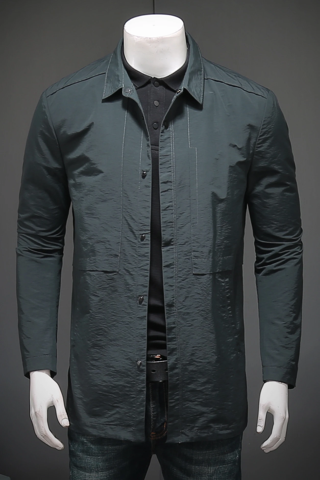 

Men Vintage Trench Clothing Autumn Business Casual Men's Long Windbreaker Youth Solid Color Lapel Cotton Coat