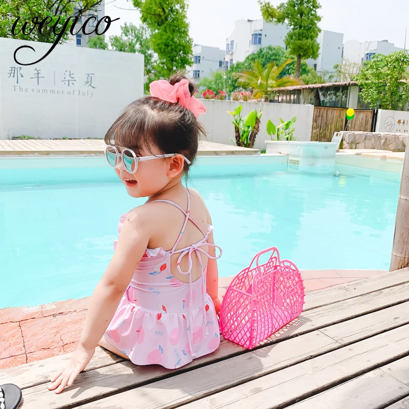 купальник слитный Детский цельный купальный костюм для маленьких девочек