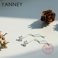 yanney silver color earrings 2022 fashion woman simple flower ear line wave tassel earrings jewelry birthday party gift