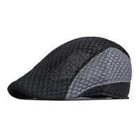 mens summer hollow mesh peaked cap large british retro beret cap spliced breathable truck driver forward hat