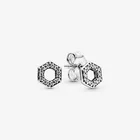 Модные серебряные серьги 100% пробы, сверкающие шестигранные серьги-гвоздики в виде сот, женская серебряная тарелка, ювелирные изделия в подарок