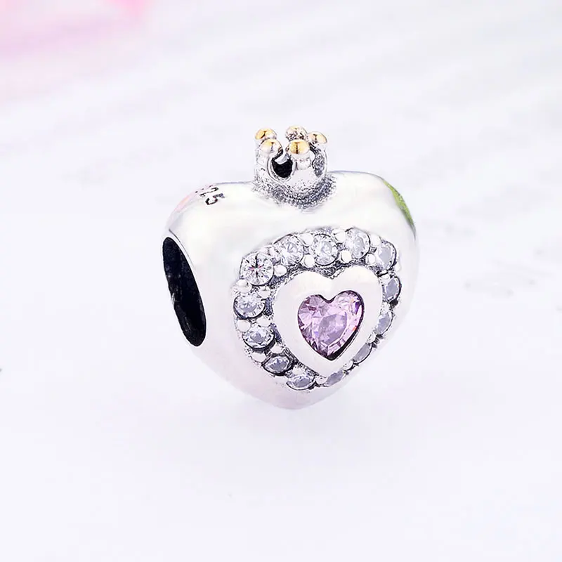 Женская Корона из серебра 925 пробы с розовым Цирконом|Бусины| |