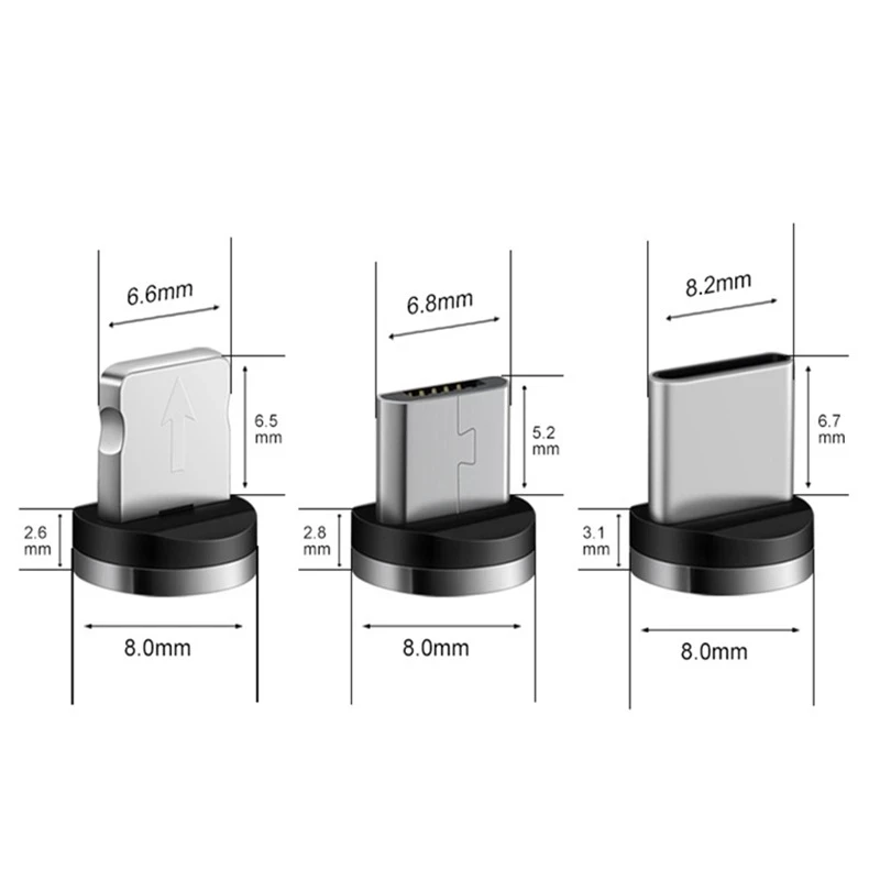 

5PCS Round Magnetic Cable plug Type C Micro USB C Plugs Fast Charging Cable Adapter Phone Microusb Type-C Magnet Charger Plug