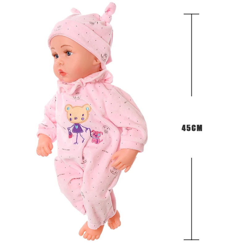 45 см Симпатичные Reborn Baby Doll девушка электрический Bebe возрождаются куклы игрушка