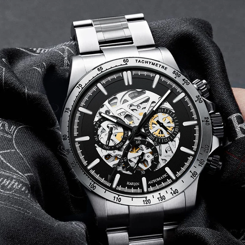 Автоматические механические наручные часы HAIQIN мужские от ведущего бренда