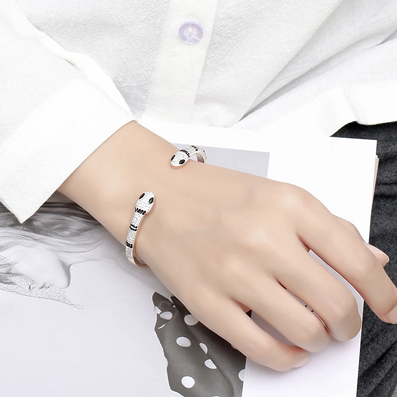 316 нержавеющая сталь Розовое золото женские браслеты кристалл змея Elapoid браслет