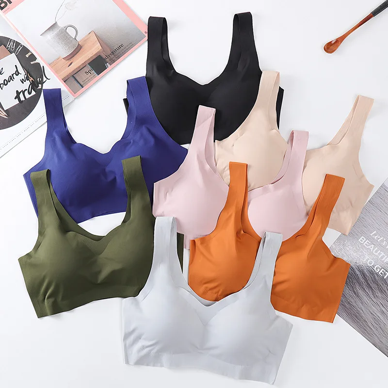 

Low-impact Sports yoga bra For Women Soft Sleep Bra thin Comfy Daily Tank Top Seamless Naked Leisure Bras With Removable Pads